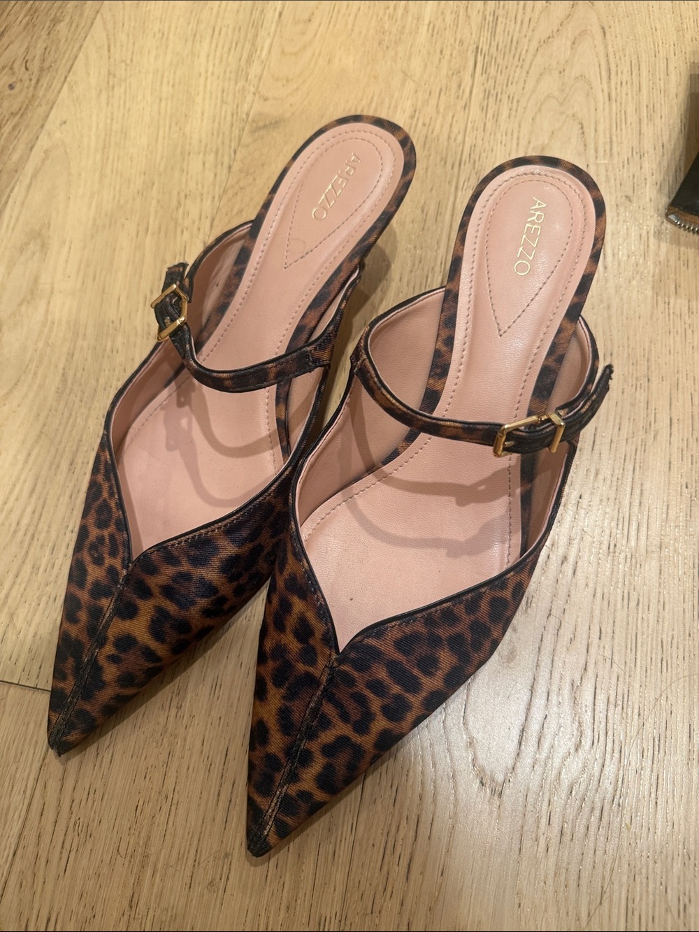 Leopard Print Pointed Slingback Mules - Brown